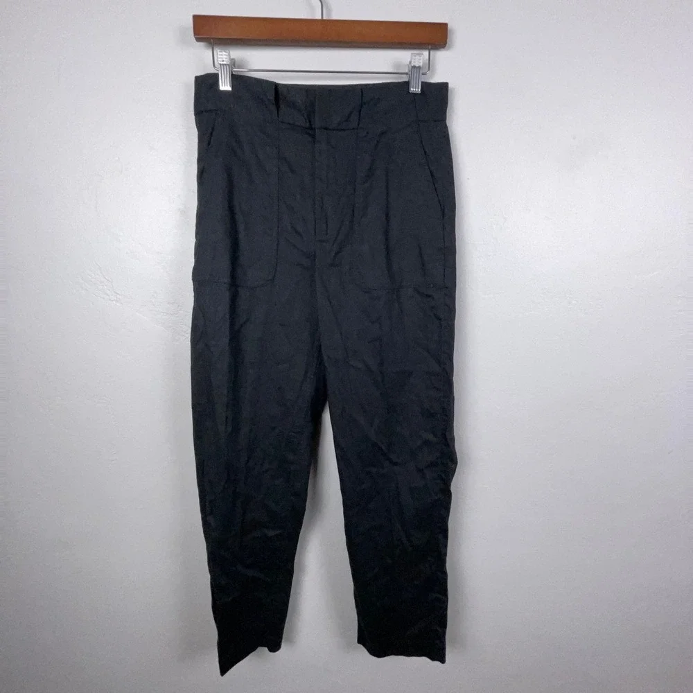 Banana Republic Pants Women 4 Black Slim Stretch Linen Blend Professional Office
